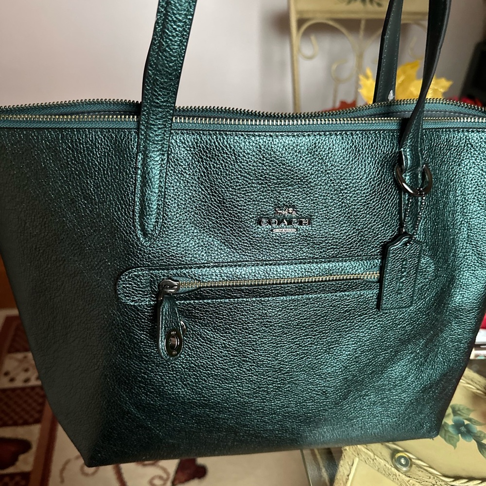 Coach Taylor Ivy Green Metallic Purse-BNWT